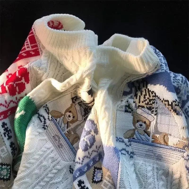 Pulovere pentru bărbați și femei în toamnă și iarnă, stil retro și leneș