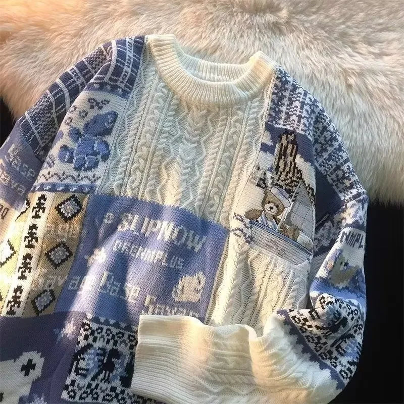 Pulovere pentru bărbați și femei în toamnă și iarnă, stil retro și leneș