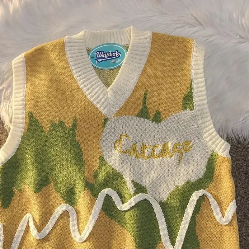 Pulover bărbat, haine coreene populare, cu guler în V, vestă vintage