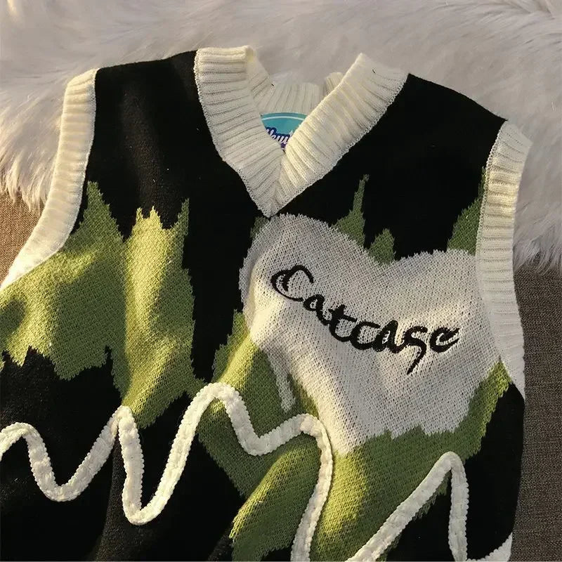 Pulover bărbat, haine coreene populare, cu guler în V, vestă vintage