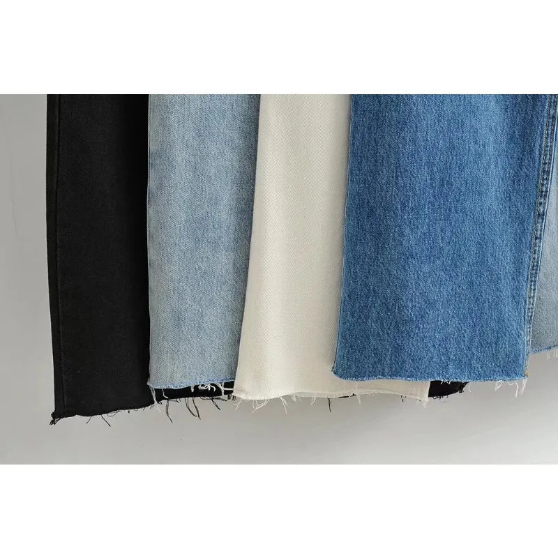 Blugi pentru femei cu talie înaltă, primăvară-toamnă 2025, stil relaxat, cu picior drept