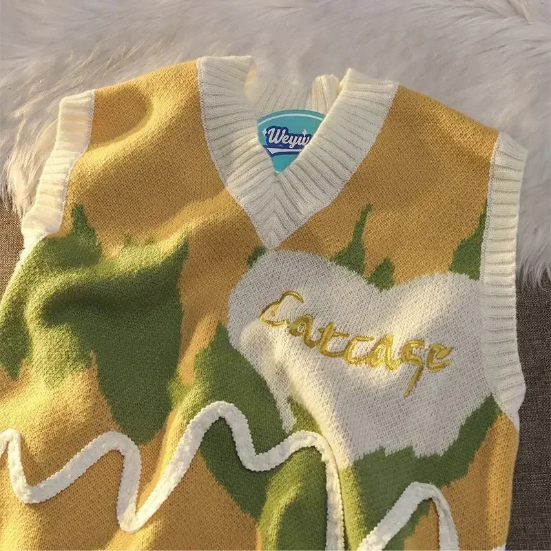 Pulover bărbat, haine coreene populare, cu guler în V, vestă vintage