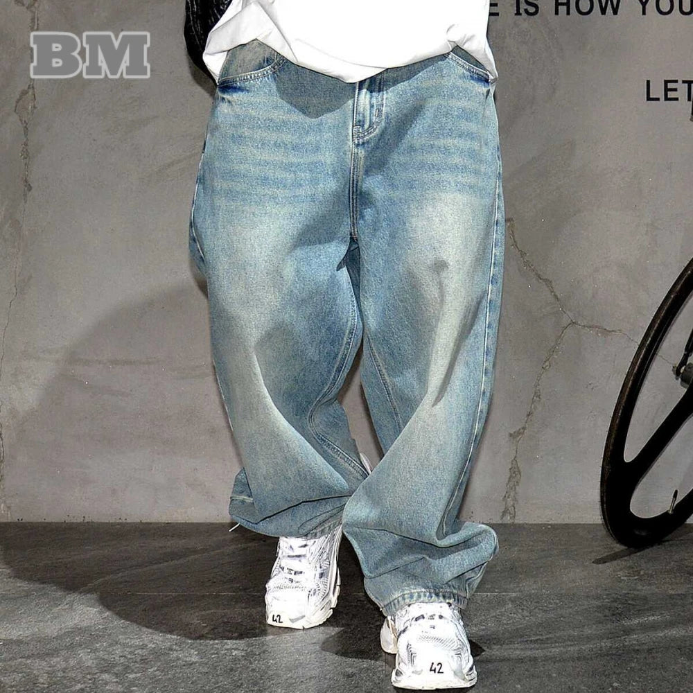 Blugi japonezi vintage, stil Distressed, baggy, pentru bărbați